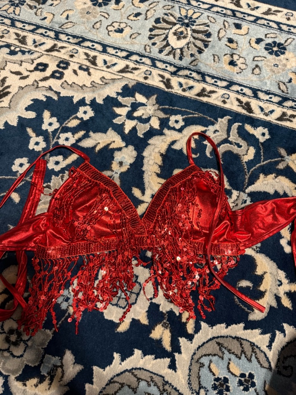 Red Sequin Fringe Lace Bralette - Women Intimates & Sleepwear